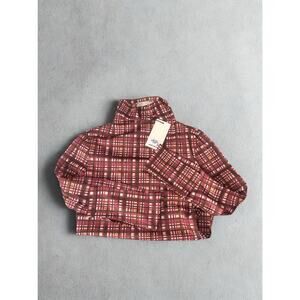 Atoir 004 Top Long Sleeve Pink Check Mesh High Neck Size S/8 NWT